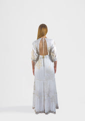 Boho Coral Embroidered Maxi Dress