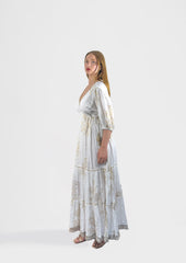 Boho Coral Embroidered Maxi Dress