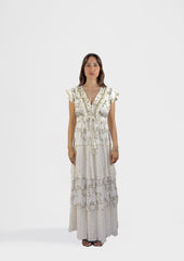 Maxi Dress with Gilded Coral Design