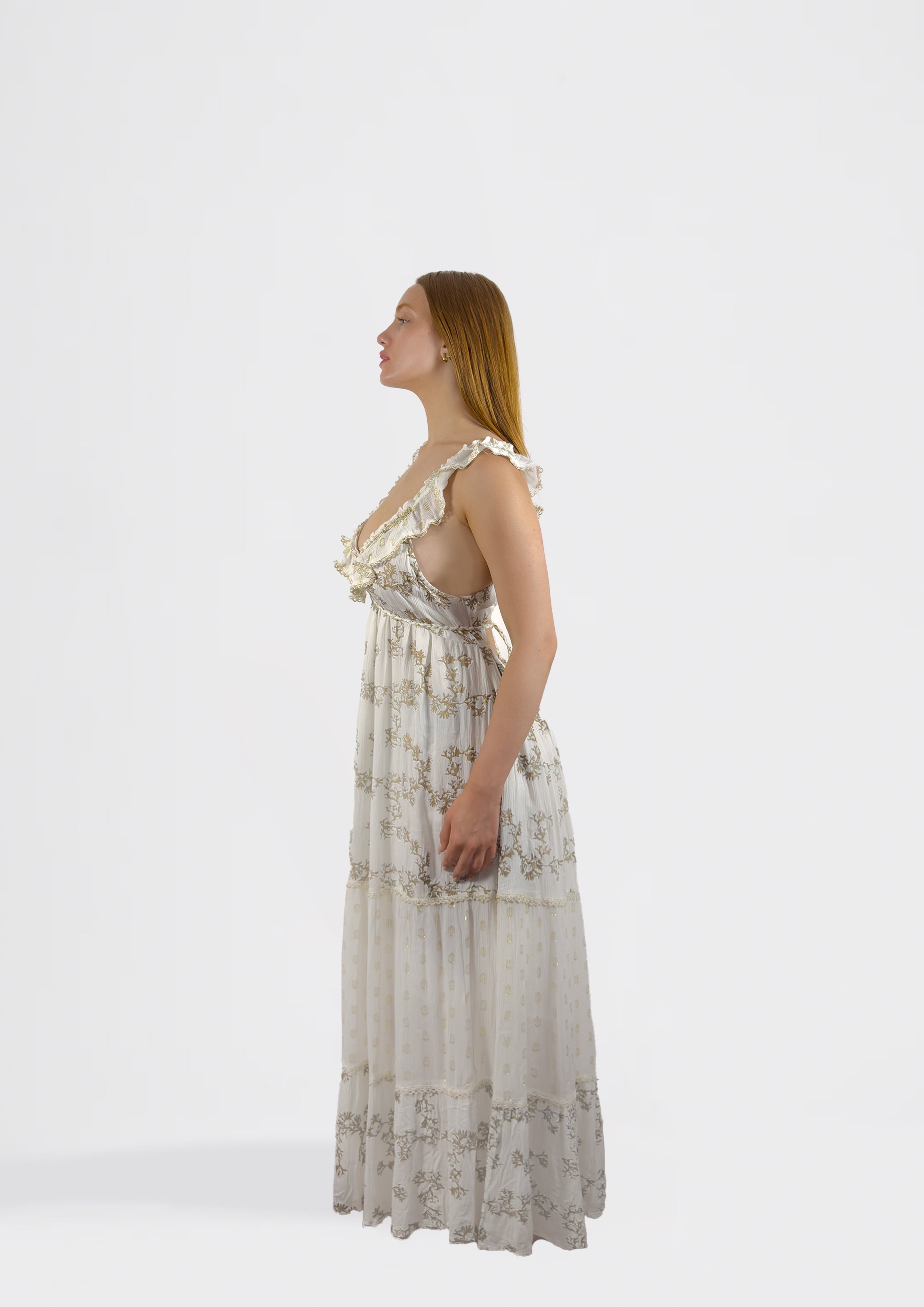 Open Back Dress with Marine Embroidery